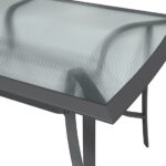 NATERIAL - Tuinmeubelset OVION - Rechthoekige tafel 168X88X73 cm - 6 klapstoelen - 1 parasol 293X300 cm - Aluminium - Staal - Glas - Textilene - Antraciet - Tuinmeubelen - Afbeelding 4