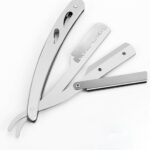 Rvs Scheermes Mannen inclusief 10 double edge scheermesjes - Barbiersmes - Shavette - Kappers Mes - Klassiek open scheermes - Klapmes