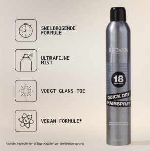 Redken Quick Dry Hairspray – Sneldrogende hairspray voor extra fixatie – 400 ml - Afbeelding 2