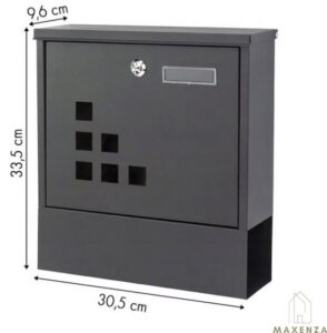 Maxenza Home Solutions HPB2210K-GS Wandbrievenbus - Hoogwaardig Gegalvaniseerd RVS - Slot - Krantenhouder - Zwart - Afbeelding 3