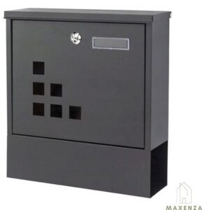Maxenza Home Solutions HPB2210K-GS Wandbrievenbus - Hoogwaardig Gegalvaniseerd RVS - Slot - Krantenhouder - Zwart