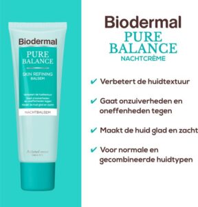 Biodermal Pure Balance Skin Refining Balsem Nachtcreme - Nachtcreme met hyaluronzuur - Bij onzuiverheden en oneffenheden - 50ml - Afbeelding 3
