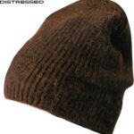 Distressed Woman Ripped Long Beanie / Muts - One Size - Dark Brown