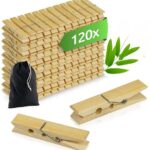 Maxenza Houten Wasknijpers - Wasknijpers - Knutselen - Bamboe - Met een wasknijperzak - 120 Stuks