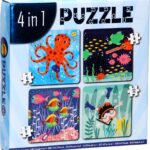 Wins 4-in-1 Legpuzzel Voor kinderen - Onderwater Wereld - 31 Puzzelstukjes - 3+