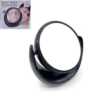 3x Vergrotende Make-up Spiegel Zwart - 18x8x19CM - Dubbelzijdig Met Standaard - - Afbeelding 3