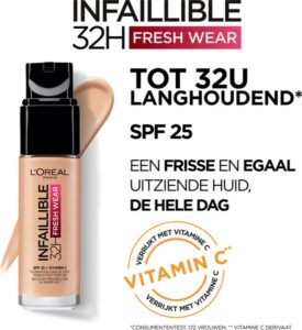 L’Oréal Paris Infaillible 32H Fresh Wear Foundation - 110 Rose Vanilla - Langhoudende Foundation met SPF - Afbeelding 4