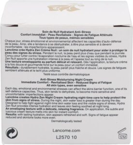 Lancome Creme Skin Care Hydra Zen Nuit Anti Stress Moisturising Night Cream Vermoeide Huid - Afbeelding 2