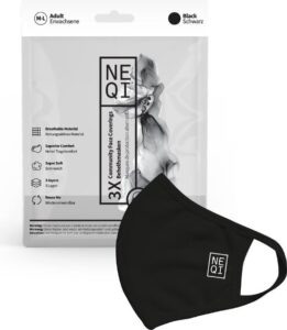 Reusable Fabric Mask Black M 3 Units - Afbeelding 2