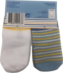 Nijntje Sokjes - 2 Paar - 6-12 Maanden - Blauw/Wit - Afbeelding 2