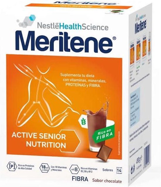 550x640-29 Meritene Active Senior Nutrition Batido Sabor Chocolate Rico En Fibra 14 Sobres - Afbeelding 1