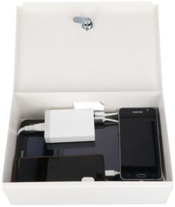 Qualitytimer Wit. Opbergdoos voor mobiele telefoon (met oplaadstation voor max 5 apparaten) - Afbeelding 3