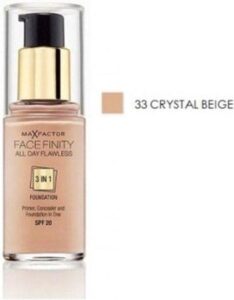 MAX FACTOR Facefinity All Day Flawless 3in1 Foundation SPF20 podk ad do twarzy 33 Crystal 30ml - Afbeelding 4