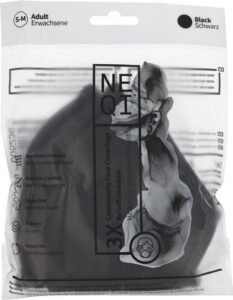 Reusable Fabric Mask Black M 3 Units