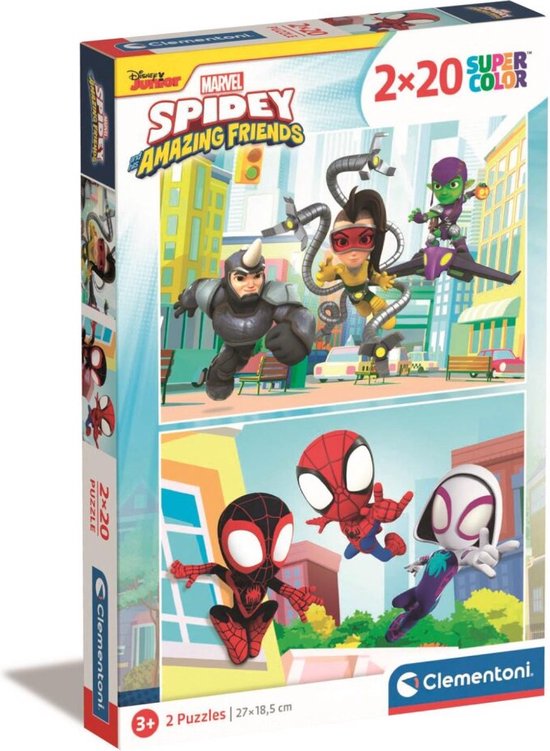 550x751-35 Clementoni - Marvel Spidey en Zijn Geweldige Vrienden - Set van 2 puzzels - 2x20 Stukjes - Afbeelding 1
