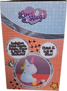 Love & Hugs eenhoornlampje schilderen - Met verf en kwastje - Werkt op batterijen - Afbeelding 2