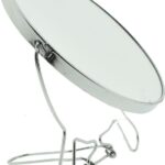 Chroom Verzilverde Make-upspiegel Rond Op Standaard - 7 cm