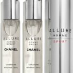 ALLURE HOMME SPORT COLOGNE vaporizador recarregavel portatil e dos refis 3 x 20 ml