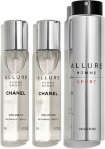 ALLURE HOMME SPORT COLOGNE vaporizador recarregavel portatil e dos refis 3 x 20 ml