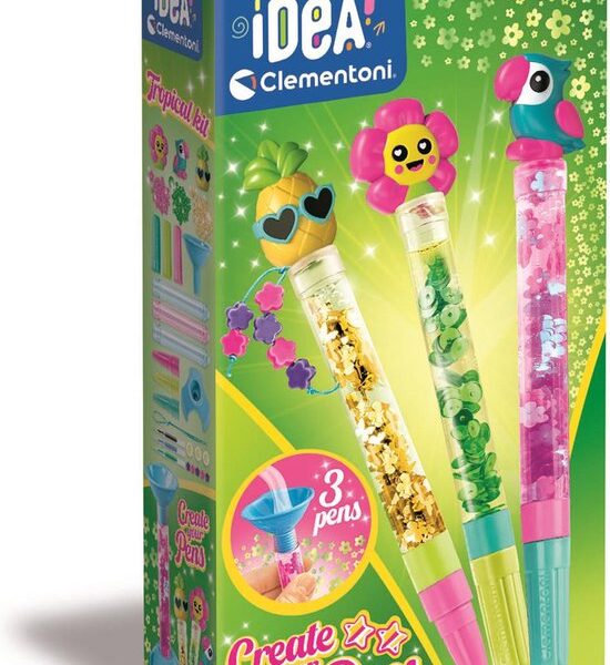 Clementoni iDea - Glitterpennen - Knutselpakket vol Accessoires - Het Creatieve Cadeautje - Glitterpennen maken - Vanaf 6 jaar