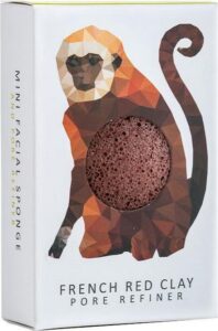 The Konjac Sponge Company - Rainforest Monkey Mini Face Puff Red French Clay - UpNature - Konjac Spons