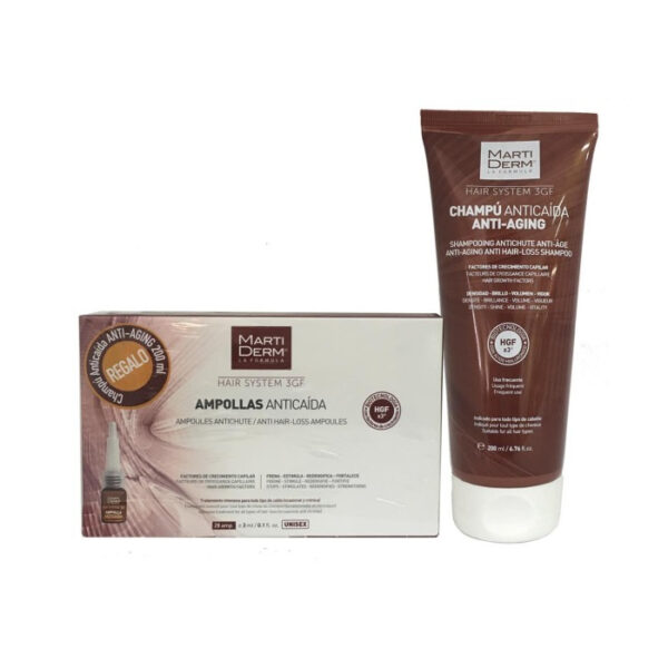 Martiderm Hair System Anti hair Lose 28 Ampoules   Anti hair Loss Shampoo 20ml