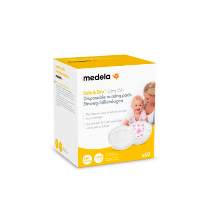 7610472879924_1 Medela Safe & Dry Disposable Absorbent Discs 60U - Afbeelding 1