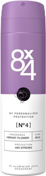 8 x 4 deodorant spray NÂ°4 Vibrant flower (150 ml), women's deodorant with exotic fragrance, deodorant without aluminium for all skin types. - Afbeelding 3