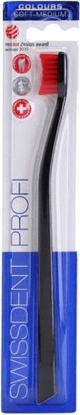 162x840-27 Swissdent - Colours Soft Medium Toothbrush Black & Black - - Afbeelding 1