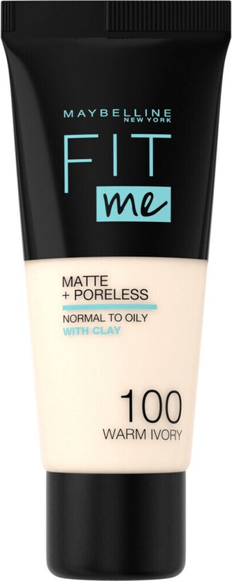336x840-150 Maybelline Fit Me! Foundation Matte + Poreless 100 Warm Ivory 30 ml - Afbeelding 1