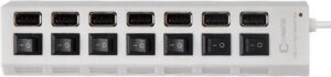7 Poort Multi USB 2.0 Hub Splitter Wit - Voor Laptop / Apple Mac / Macbook & Windows - Met LED Verlichting - Afbeelding 2
