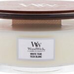 WoodWick Heartwick Flame Ellipse Geurkaars - White Teak