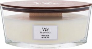 WoodWick Heartwick Flame Ellipse Geurkaars - White Teak