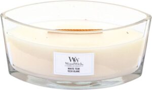 WoodWick Heartwick Flame Ellipse Geurkaars - White Teak - Afbeelding 4