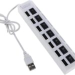 7 Poort Multi USB 2.0 Hub Splitter Wit - Voor Laptop / Apple Mac / Macbook & Windows - Met LED Verlichting