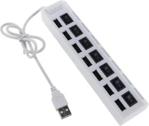 7 Poort Multi USB 2.0 Hub Splitter Wit - Voor Laptop / Apple Mac / Macbook & Windows - Met LED Verlichting