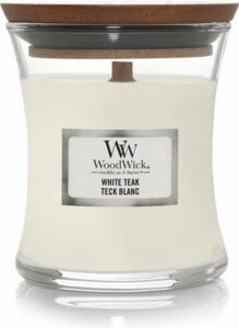 WoodWick Geurkaars Mini White Teak 85 gr