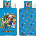 super mario dubbelzijdig dekbedovertrek - 1 persoons - met kussensloop - 140x200 cm