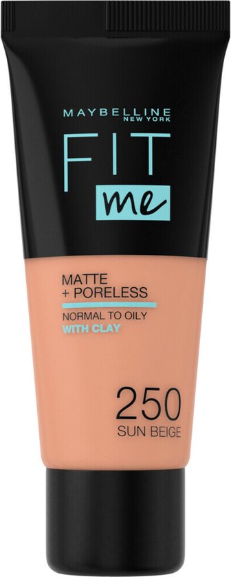 336x840-55 Maybelline Fit Me! Matte Makeup For Normal And Oily Skin 30 Ml 250 Sun Beige - Afbeelding 1