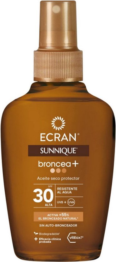 371x840-39 Zonnebrandolie Ecran Sunnique Broncea+ SPF 30 (100 ml) - Afbeelding 1