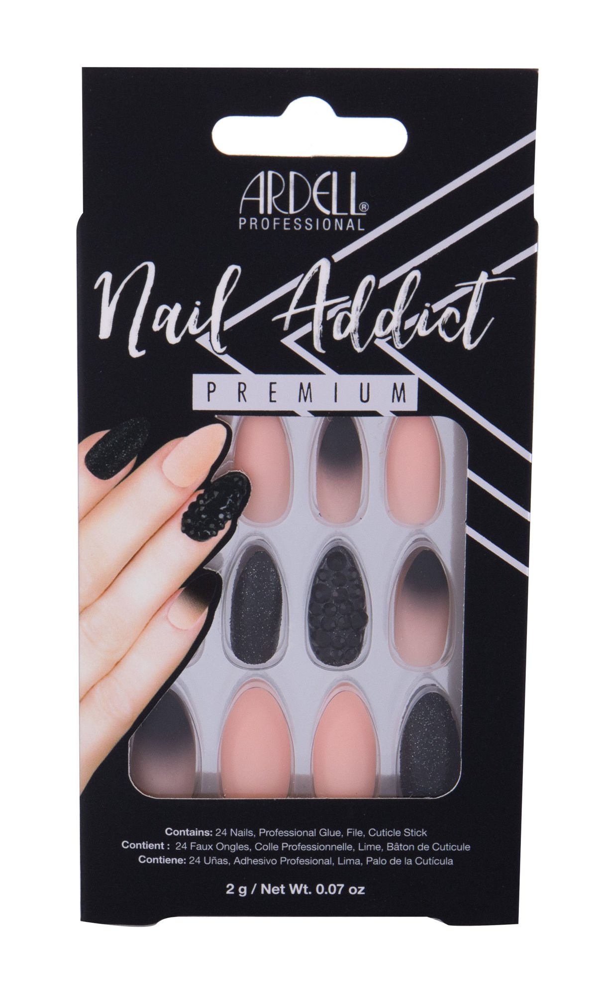 375387_eb66cc8c1f2c886e4cca743c0a158cc5 Ardell Nail Addict Black Stud y Pink Ombre 1 U - Afbeelding 1