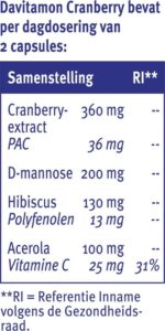 Davitamon Cranberry - Cranberry capsules met D-Mannose en Hibiscus- Voedingssupplement - 30 capsules - Afbeelding 4