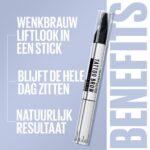 Maybelline New York - Tattoo Brow Lift Stick - 03 Medium Brown - Bruin Wenkbrauwpotlood met Stylingborstel - Afbeelding 2
