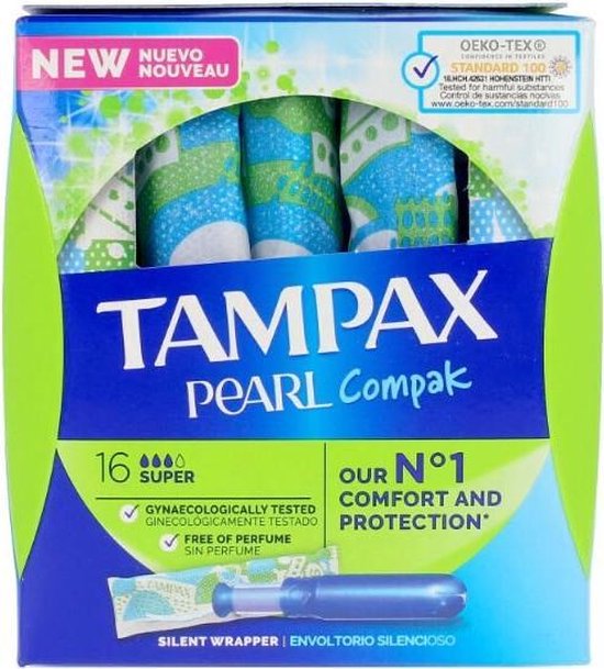 550x609-53 Tampax Pearl Compak Tampon Super - 16 Stuks - Afbeelding 1