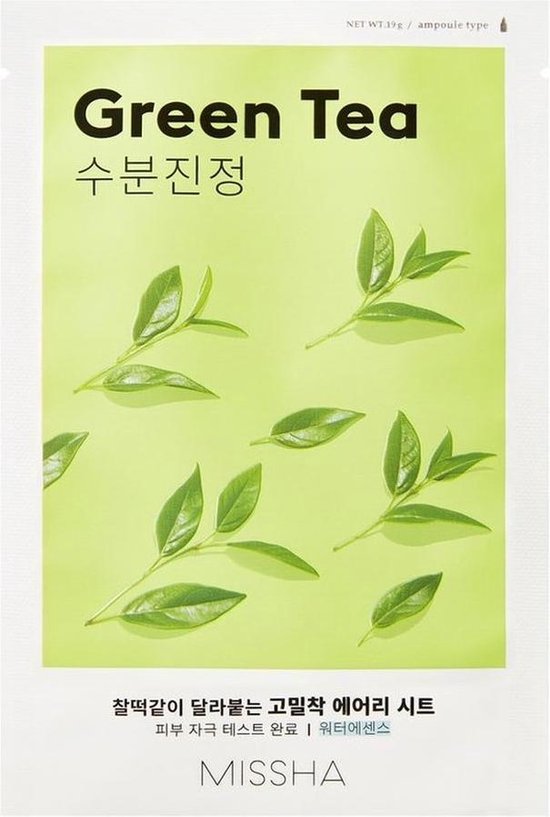 550x817-1 Missha - Airy Fit Sheet Mask (Green Tea) Gezichtsmasker - Afbeelding 1