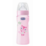 Chicco Well-Being Silicone Baby Bottle PP Fast Flux Rose 4m+ 330ml