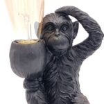 Tafellamp Monkey - Zwart - Incl. Lamp - Werkt op Batterijen - Sfeerlamp - 13x13x19cm